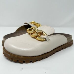 Michael Kors Cream Mules with Gold Chain